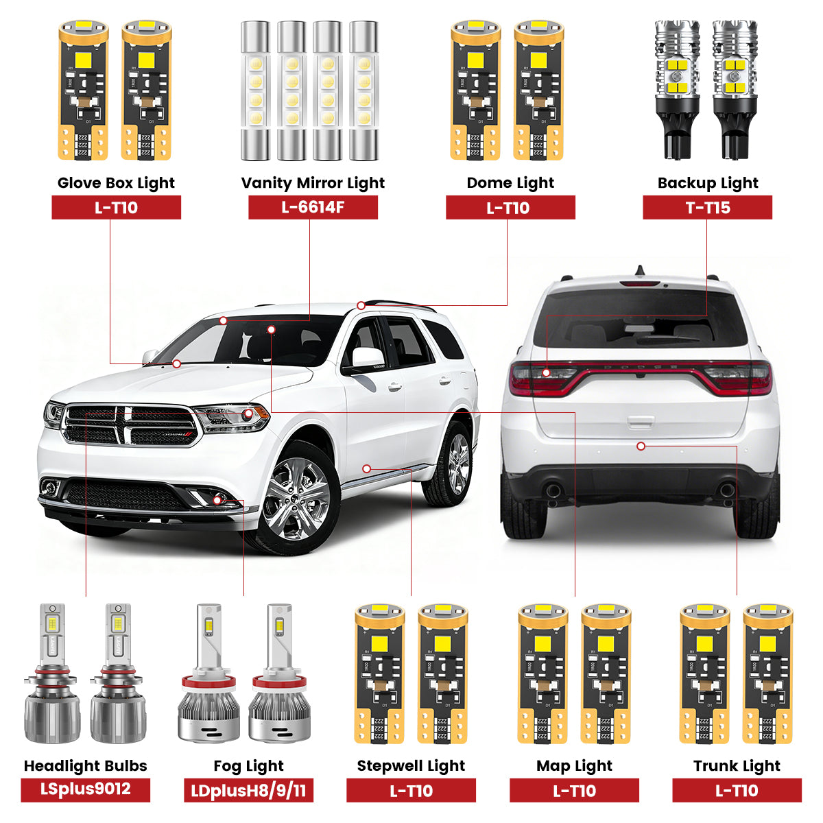 Lasfit led bulbs for 2014-2015 Dodge Durango