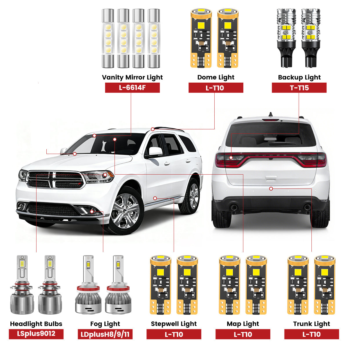 Lasfit led bulbs for 2014-2015 Dodge Durango