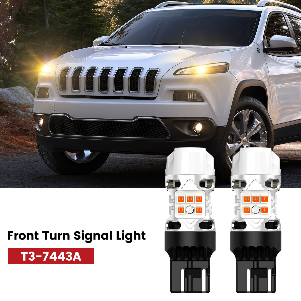 Lasfit 7443 led front turn signal lights fit for 2014-2016 Jeep Cherokee