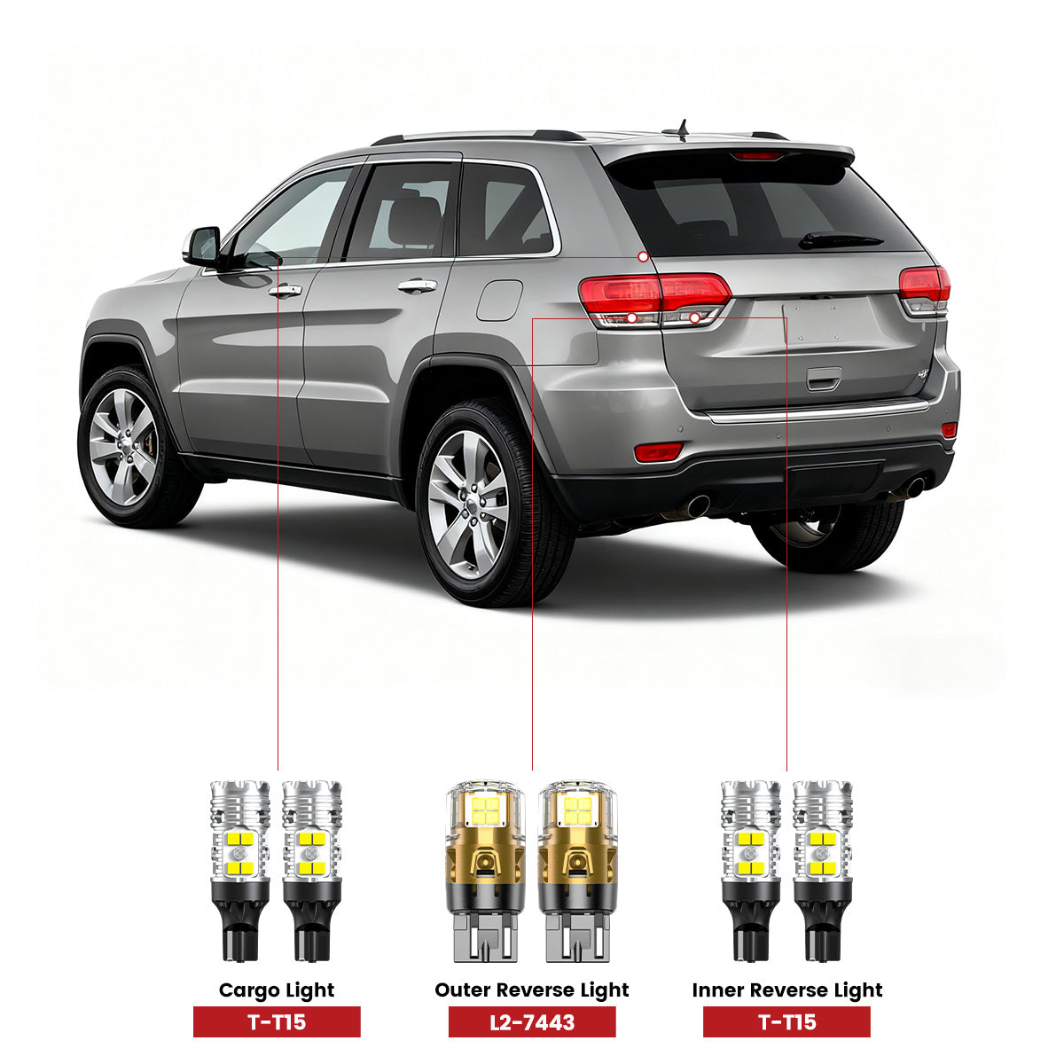 Lasfit rear led bulbs for 2014-2016 Jeep Grand Cherokee