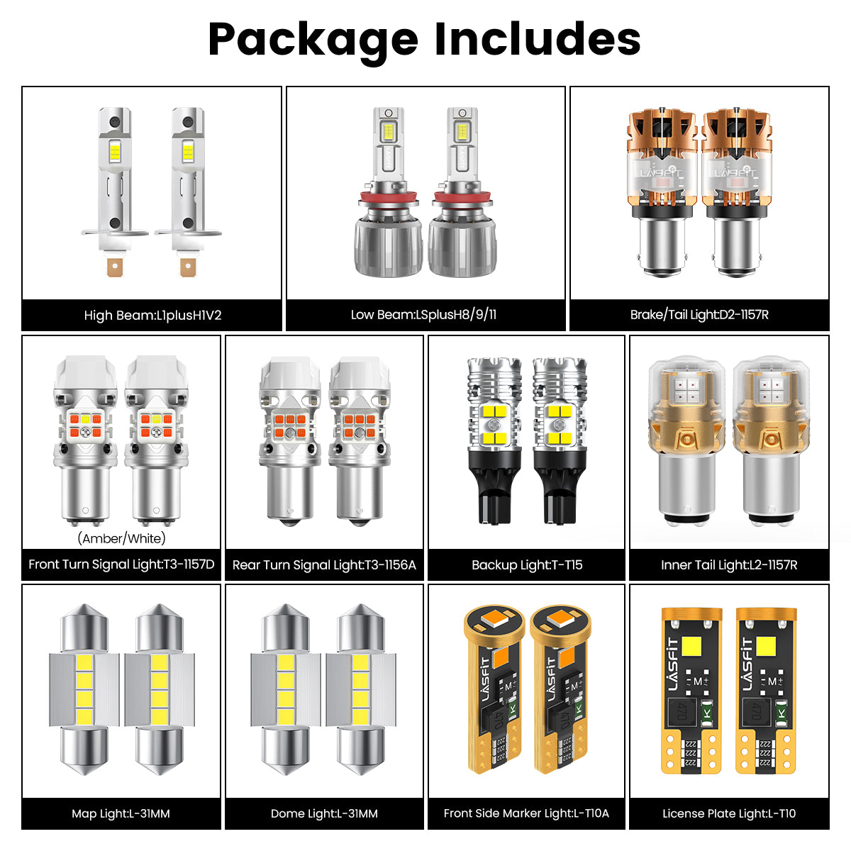 Lasfit combo package led bulbs for 2014-2016 Kia Forte LX