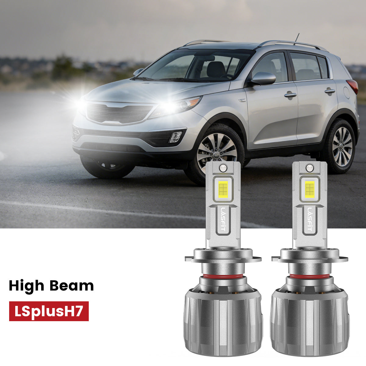 Lasfit H7 led high beam bulbs fit for 2014-2016 Kia Sportage