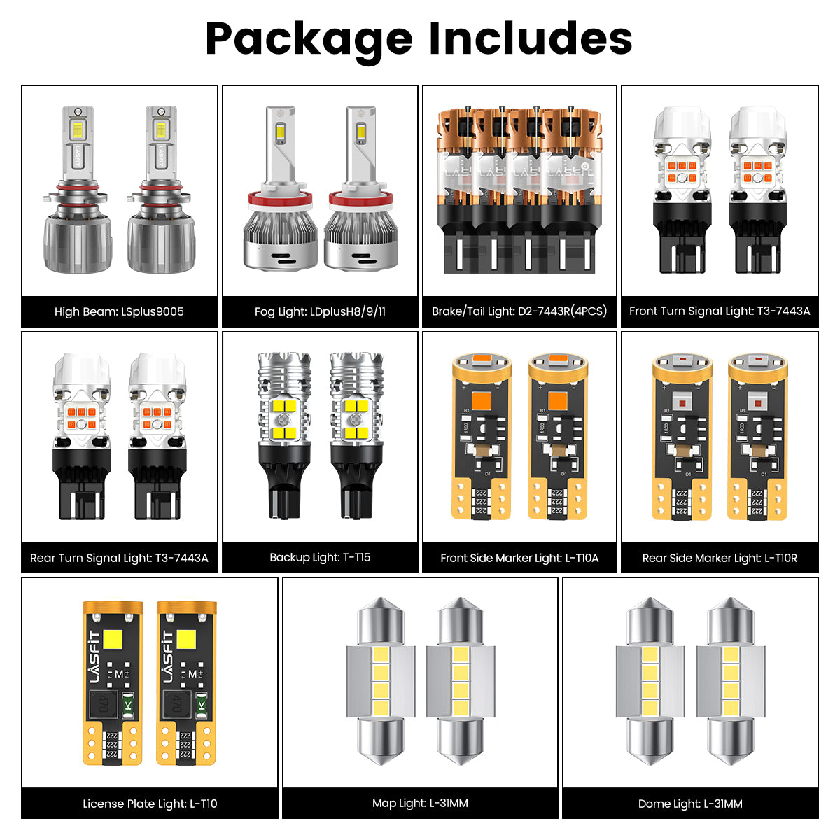 Lasfit combo package led bulbs for 2014-2016 Subaru Forester W/ HID Headlights