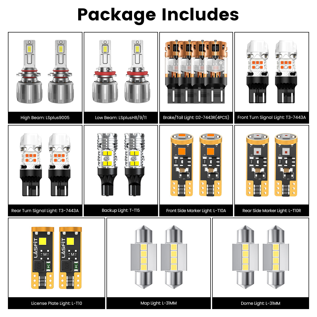 Lasfit combo package led bulbs for 2014-2016 Subaru Forester W/o Halogen Headlights W/ Fog Lights