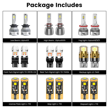 Lasfit combo package led bulbs for 2014-2017 Honda Odyssey Touring Elite
