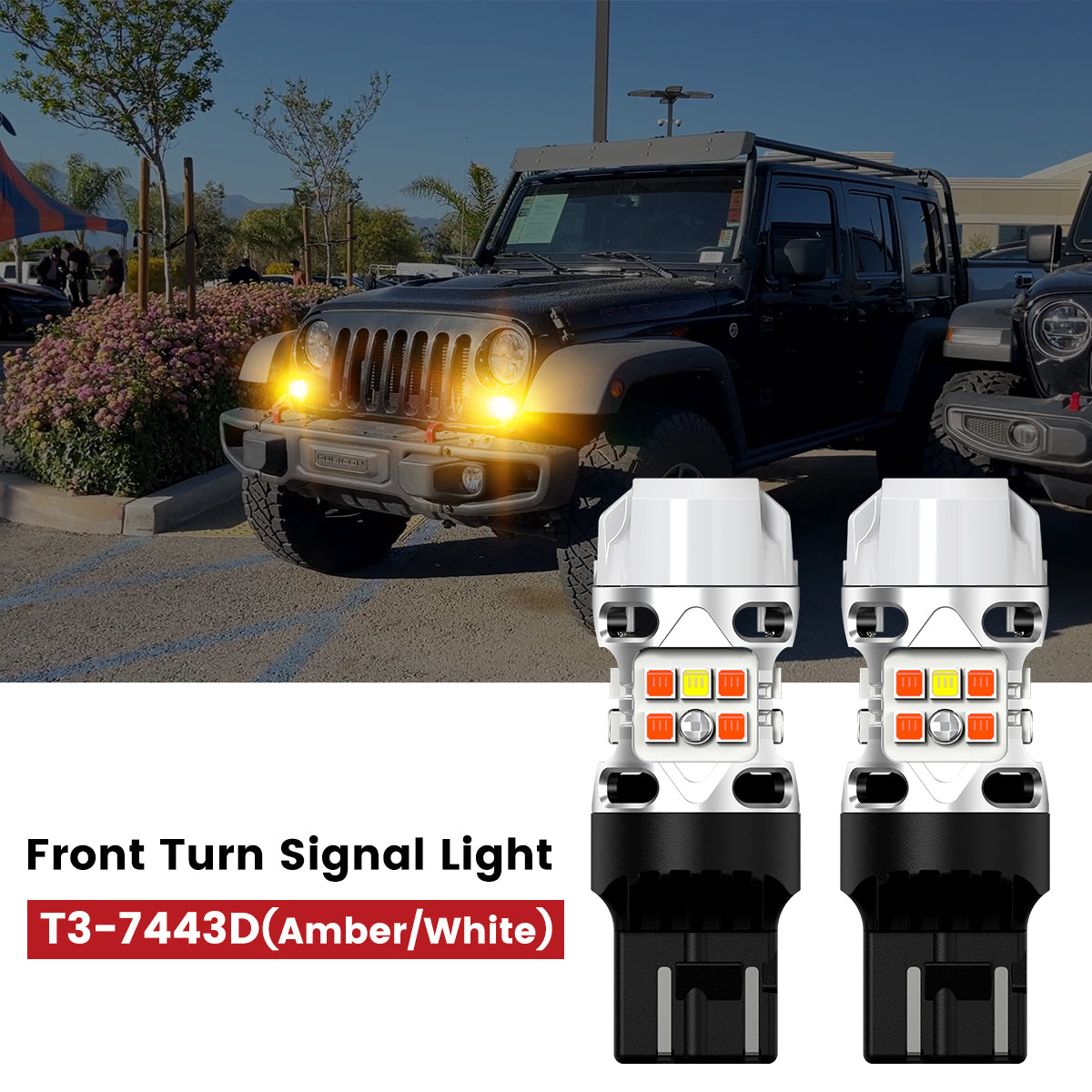Lasfit 7443 led front turn signal lights fit for 2014-2017 Jeep Wrangler