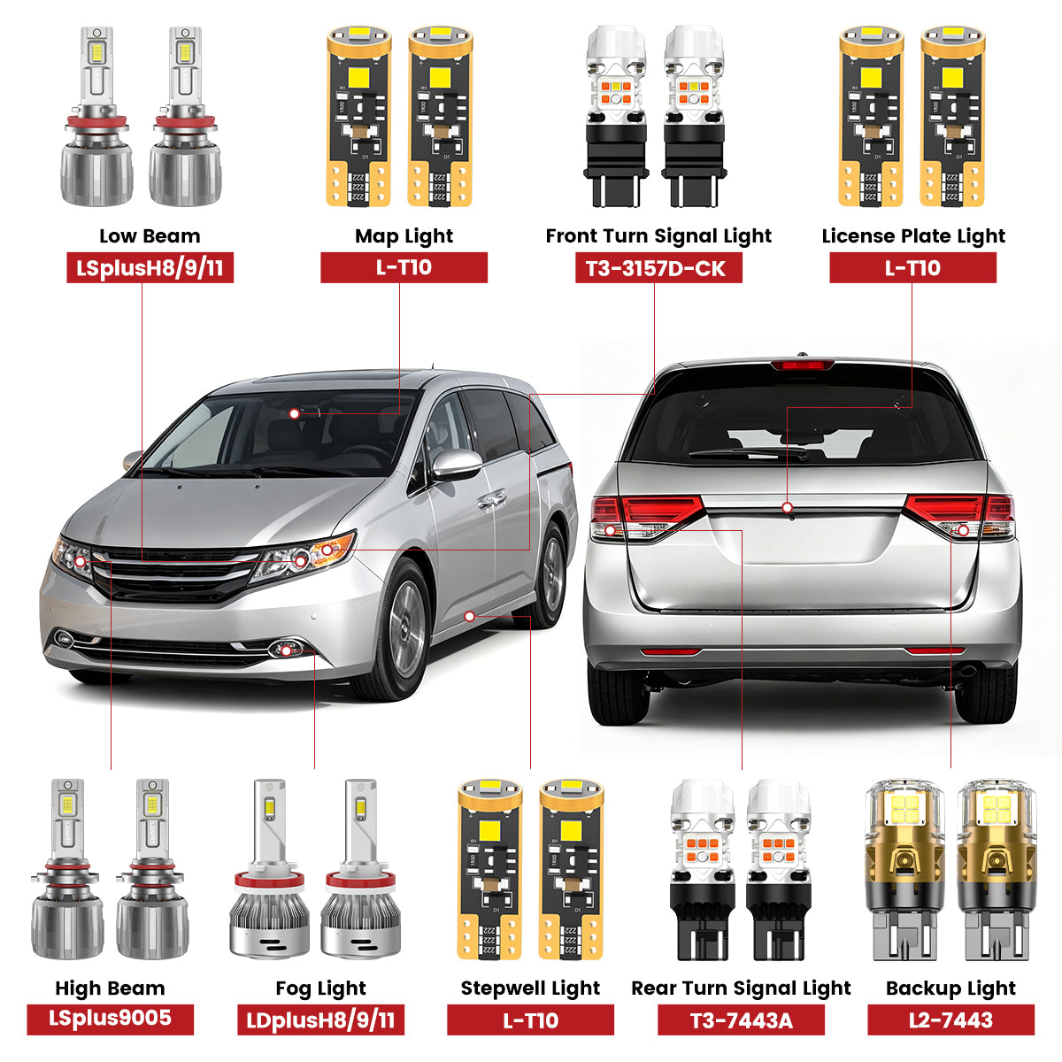 Lasfit led bulbs for 2014-2017 Honda Odyssey