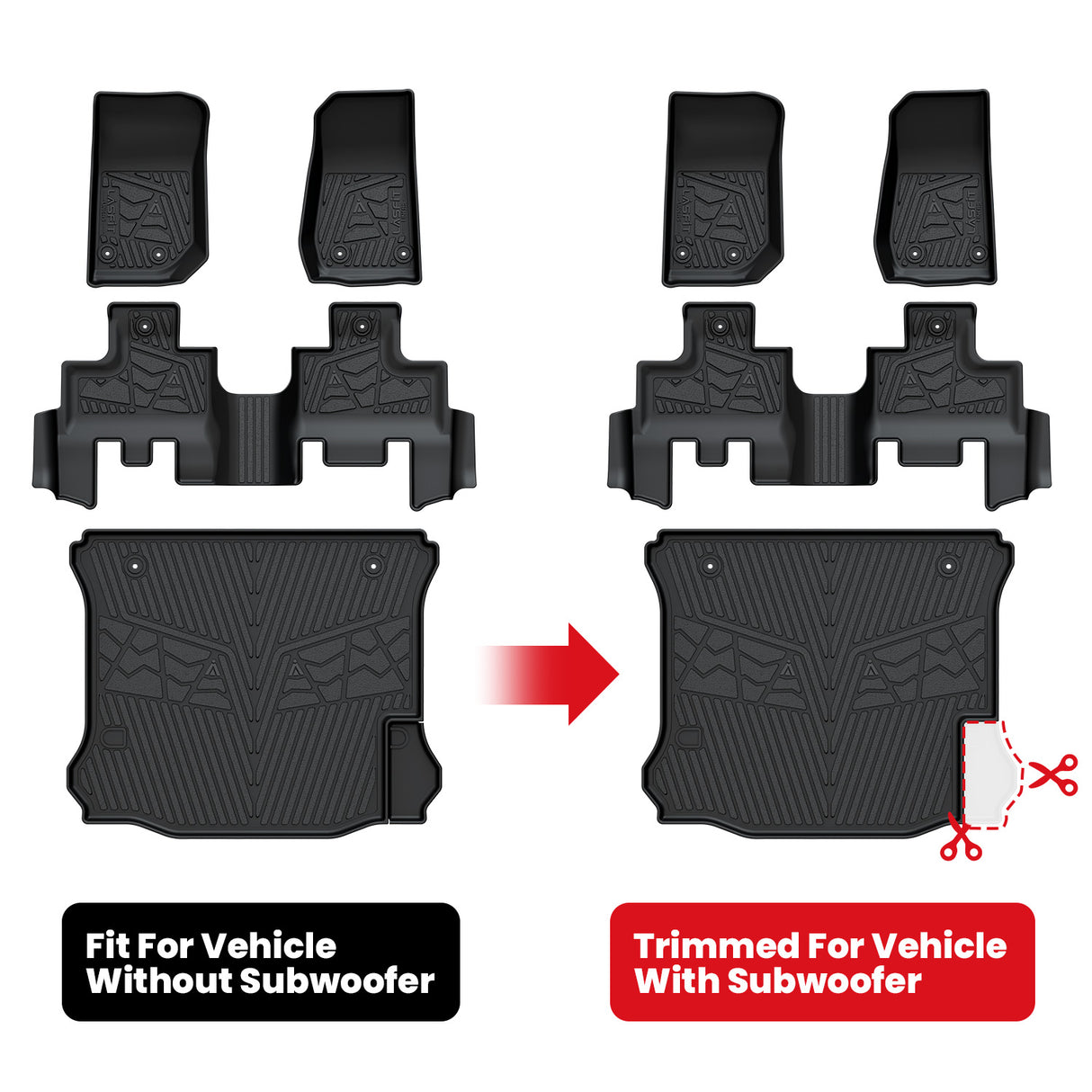Fit for 2014-2018 Jeep Wrangler JK Unlimited All-Weather Floor Mats & Cargo Mat, For 4 Doors Without Subwoofer ONLY