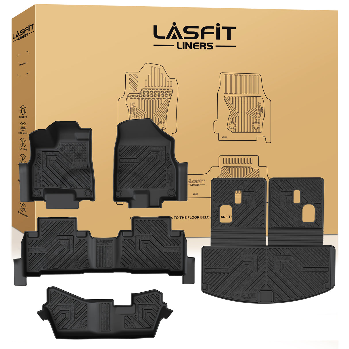 Fit for 2014-2020 Acura MDX Floor Mats & Seatback & Cargo Mat, Fit 7-seater and Gasoline Only
