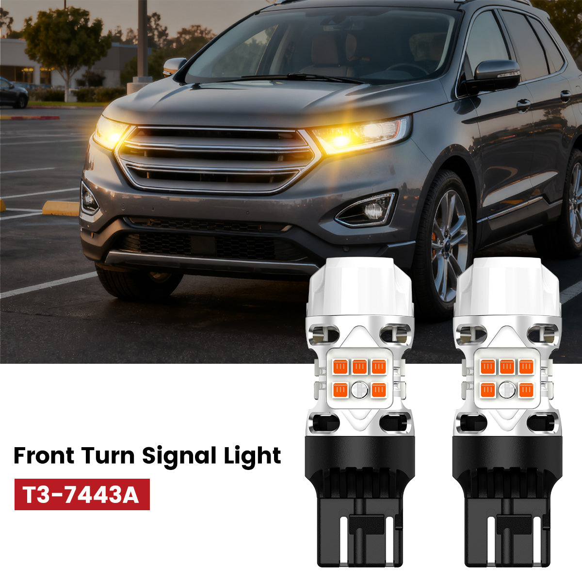 Lasfit 7443 led front turn signal light for 2015-2018 Ford Edge