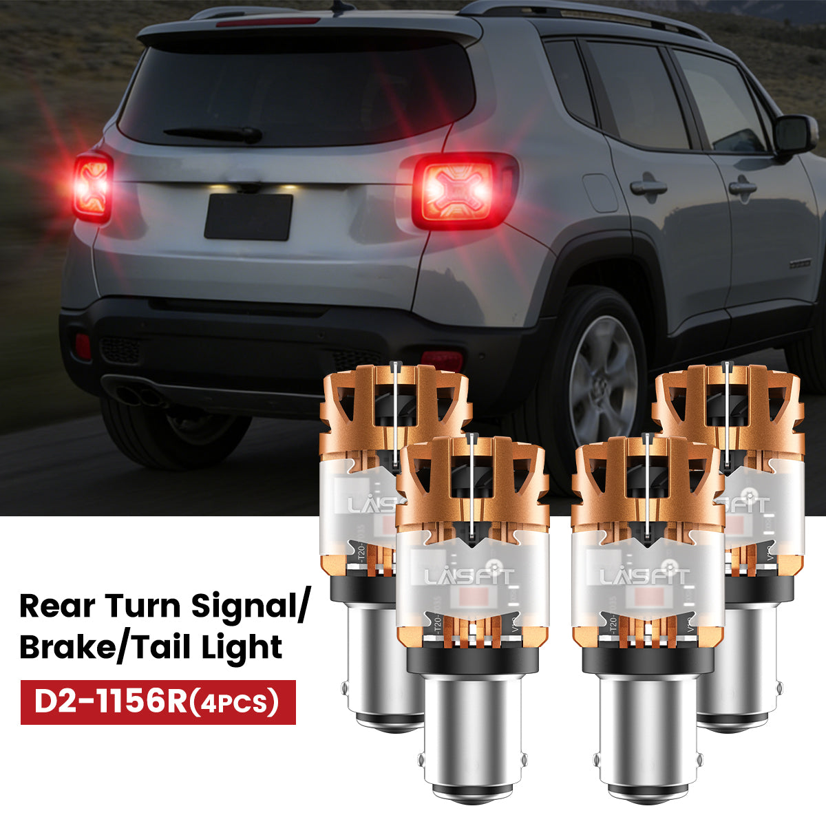 Lasfit BAU15S led rear turn signal/brake/tail lights fit for 2015-2018 Jeep Renegad