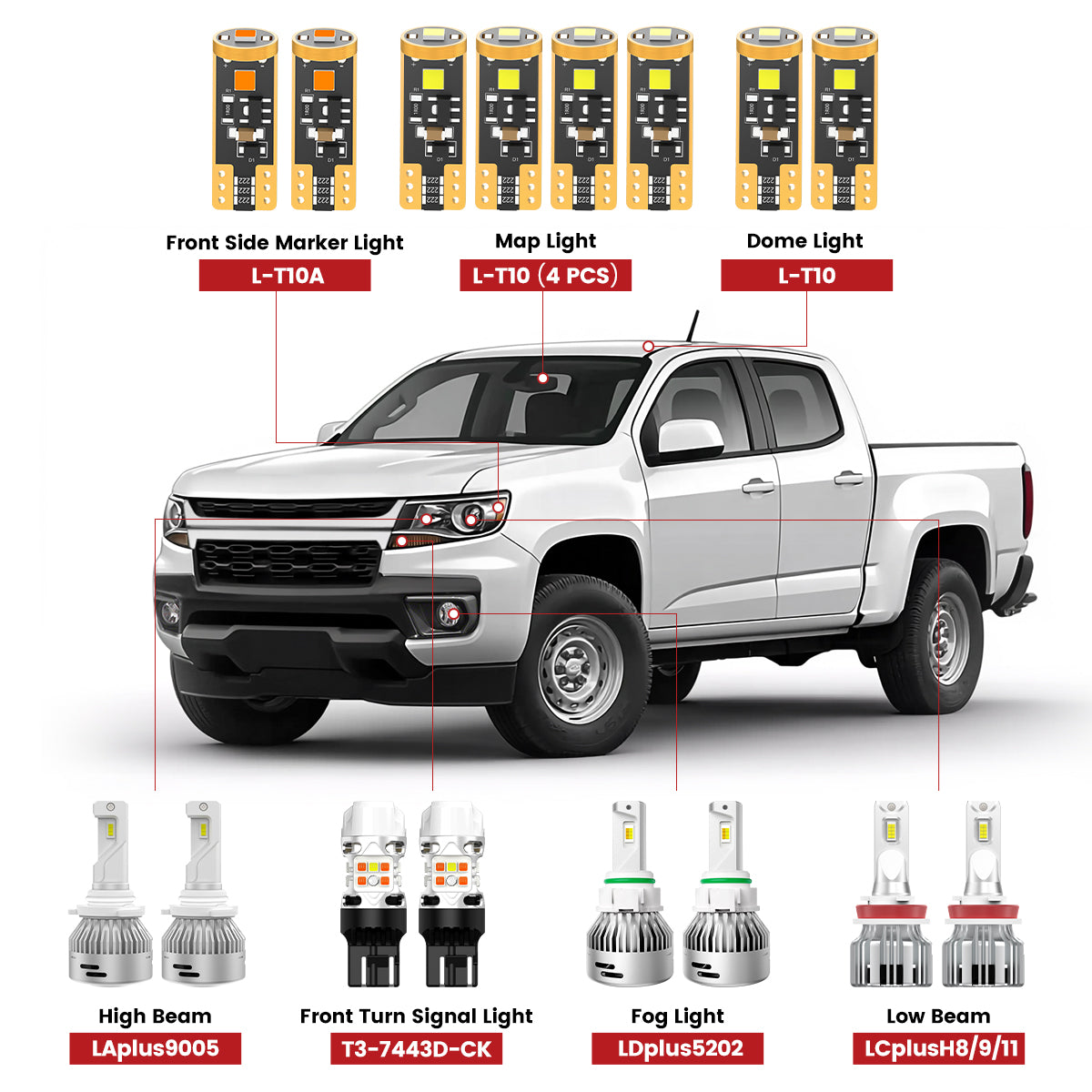 Fit for 2015-2022 Chevrolet Colorado LED Bulbs Upgrade | Tested and Verified