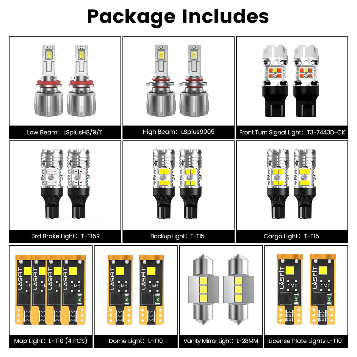 Lasfit combo package led bulbs for 2015-2022 GMC Canyon without fog lights