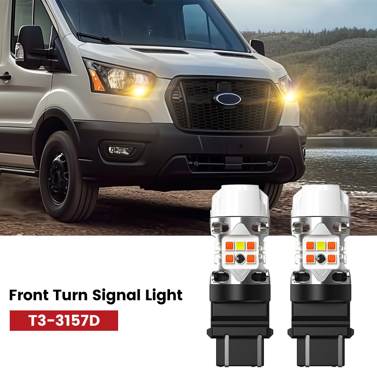 Lasfit 3157 led front turn signal lights fit for 2015-2025 Ford Transit-150/250/350