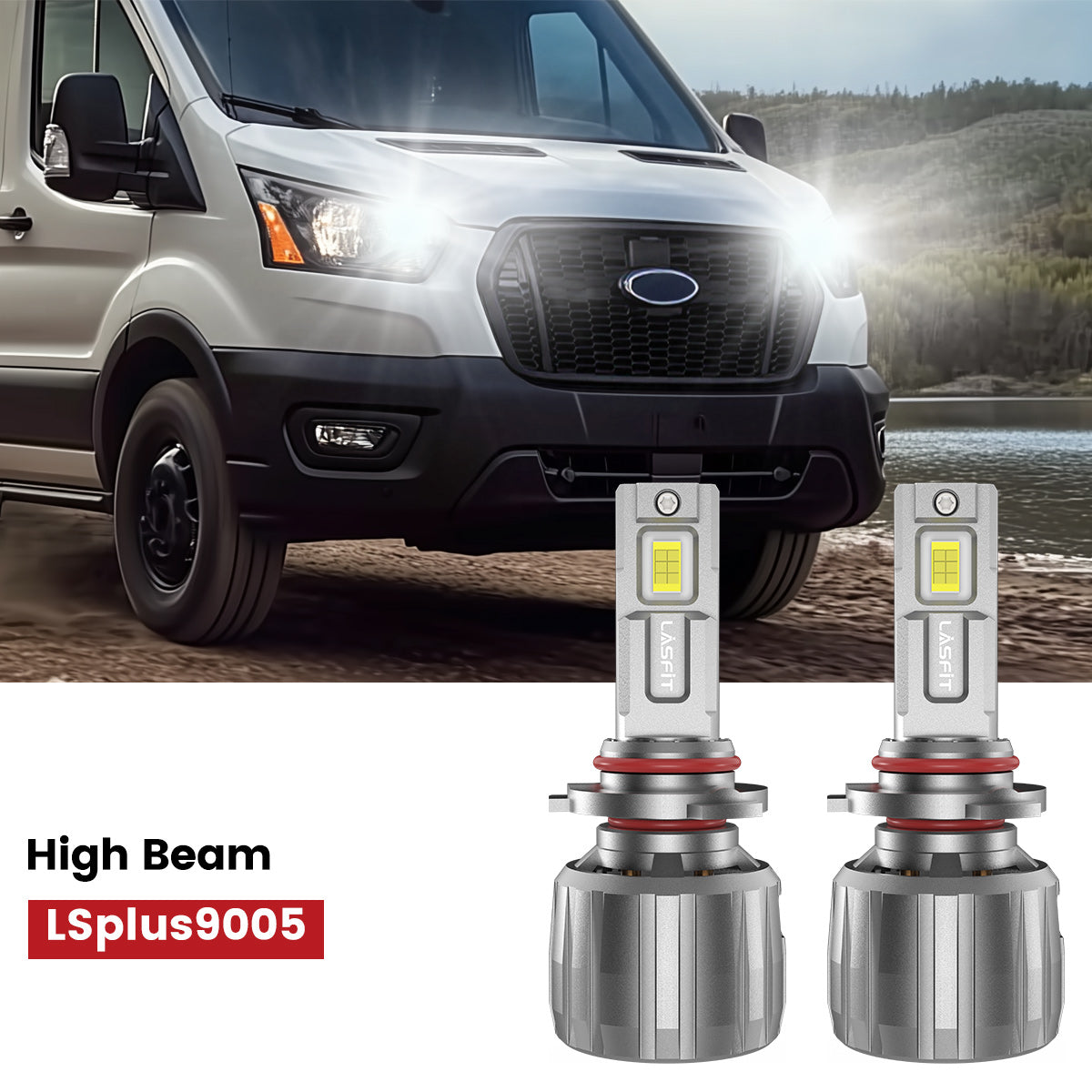 Lasfit 9005 led high beam bulbs fit for 2015-2025 Ford Transit-150/250/350