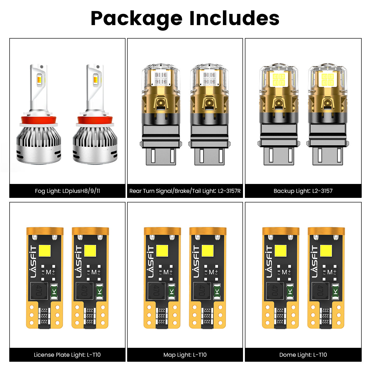 Lasfit combo package led bulbs for 2015-2025 Ford Transit-150/250/350 With HID Headlights W/ Fog Lights