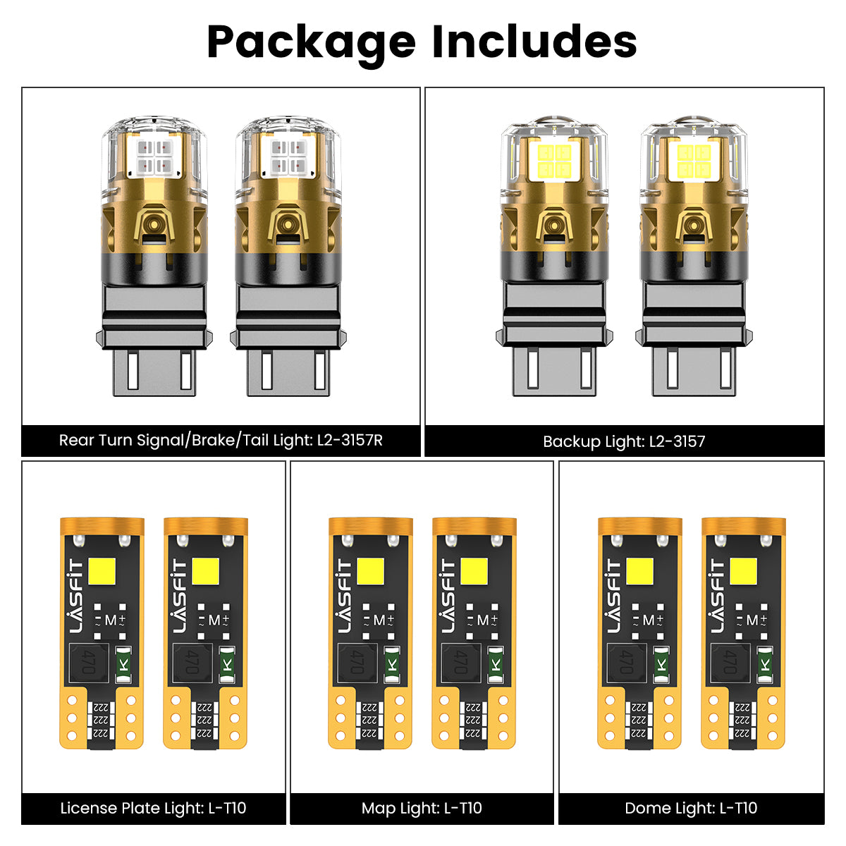 Lasfit combo package led bulbs for 2015-2025 Ford Transit-150/250/350 With HID Headlights W/o Fog Lights