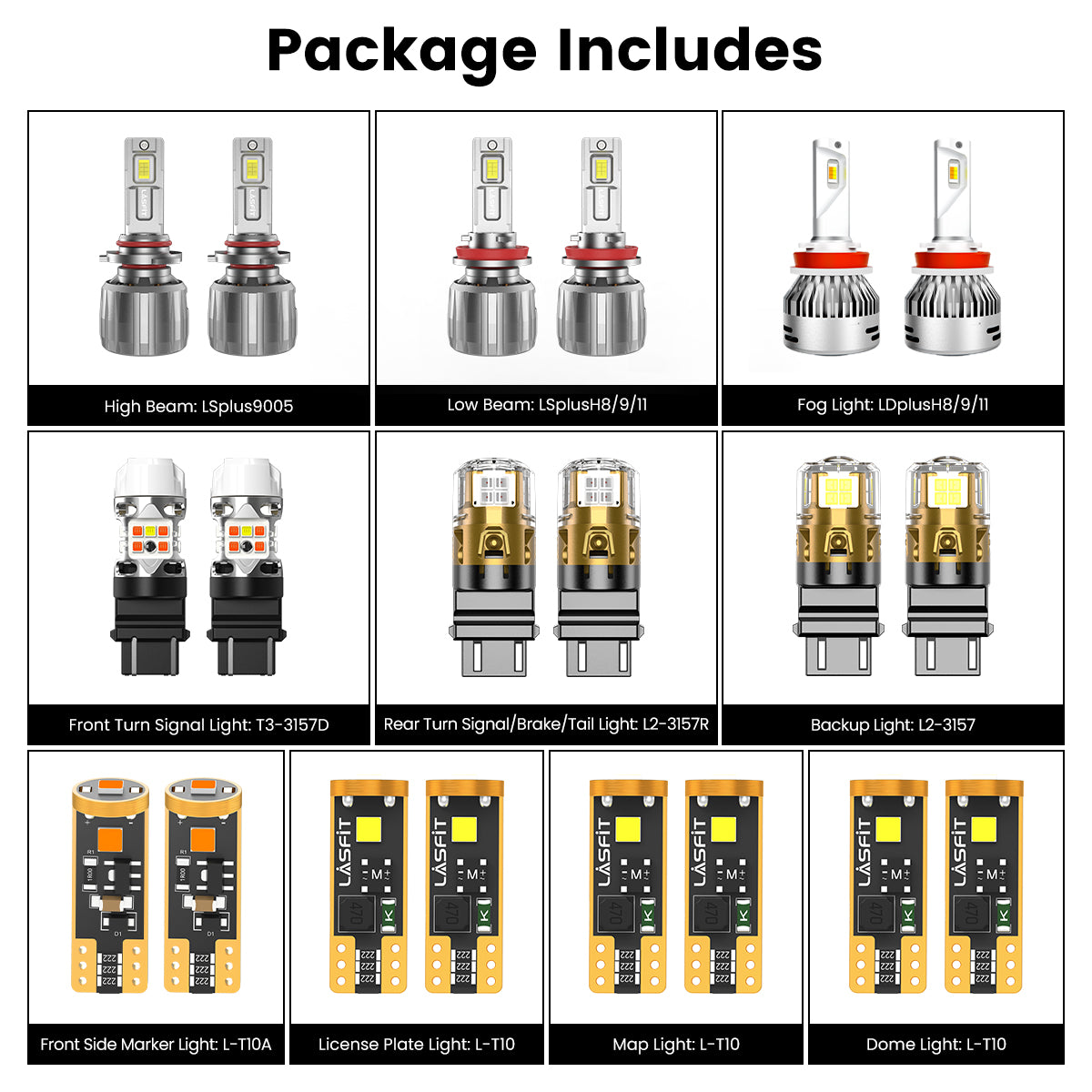 Lasfit combo package led bulbs for 2015-2025 Ford Transit-150/250/350 With Halogen Headlights W/ Fog Lights