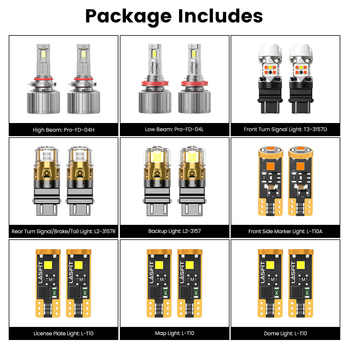 Transit-150/250/350 With Halogen Headlights W/o Fog Lights
Lasfit combo package led bulbs for 2015-2025 Ford
