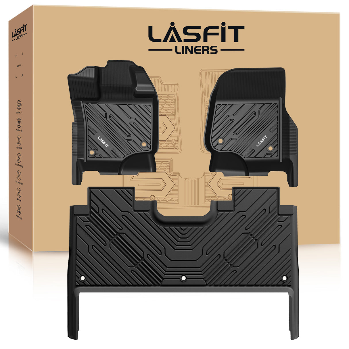 Fit for 2015-2026 Ford F-150 & 22-26 Lightning Models SuperCrew Cab Floor Mats, Fit Carpet Floor & 1st Row Bucket Seat