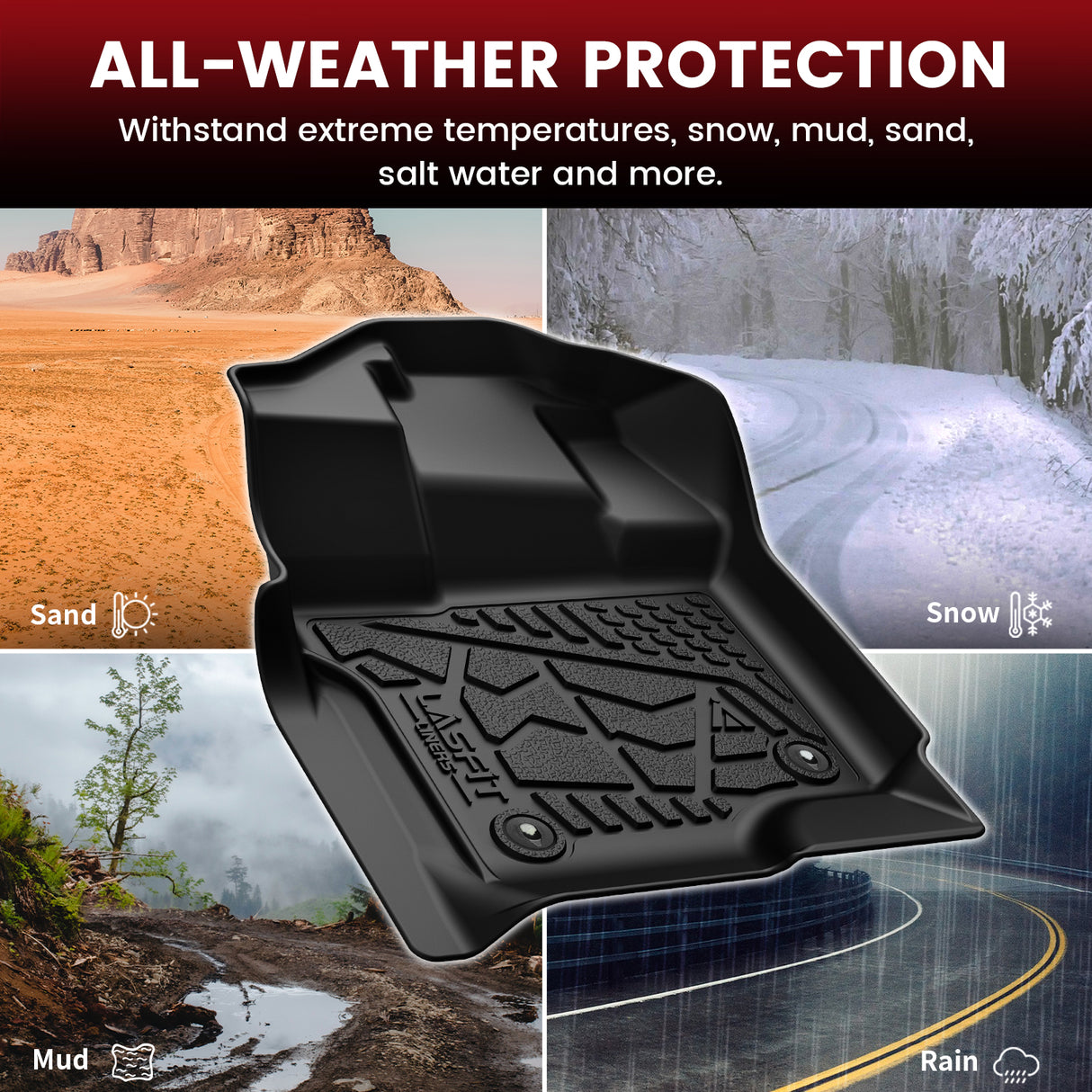 Fit for 2015-2026 Ford F-150 & 22-26 Lightning Models Super Cab Floor Mats, Fit Carpet Floor & 1st Row Bucket Seat, All Weather Protection