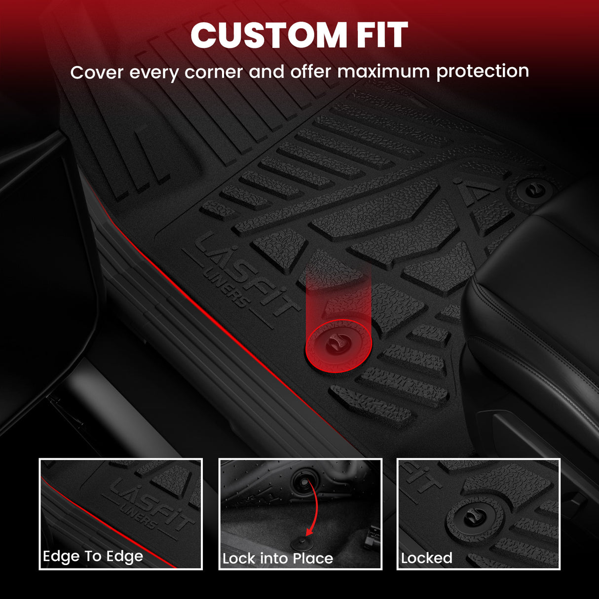 Fit for 2015-2026 Ford F-150 & 22-26 Lightning Models Super Cab Floor Mats, Fit Carpet Floor & 1st Row Bucket Seat Custom Fit