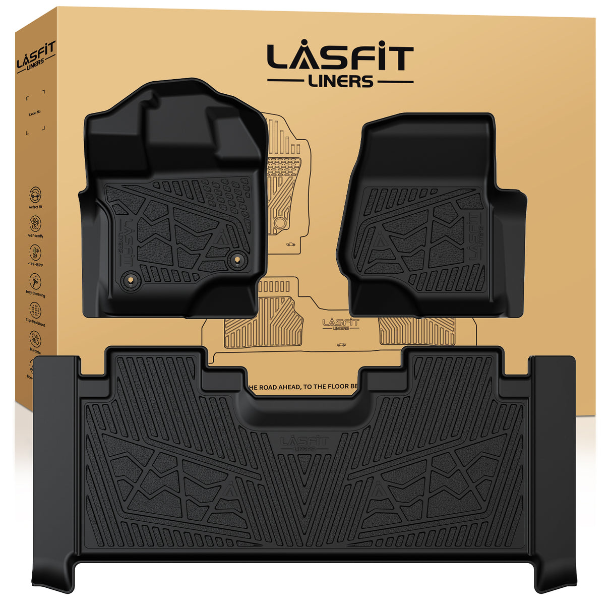 Fit for 2015-2026 Ford F-150 & 22-26 Lightning Models Super Cab Floor Mats, Fit Carpet Floor & 1st Row Bucket Seat