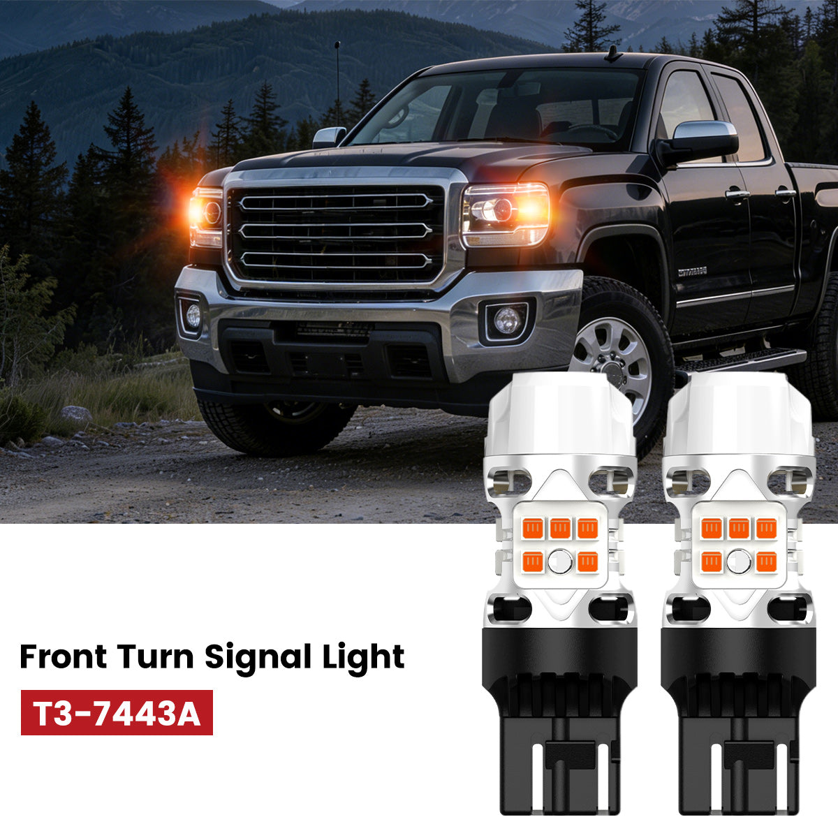 Lasfit 7443 led front turn signal lights fit for 2015 GMC Sierra 2500HD 3500HD