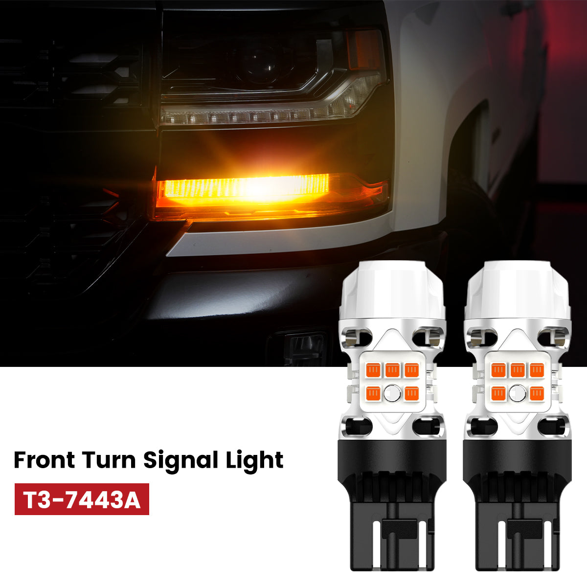 Lasfit 7443 led front turn signal lights fit for 2016-2018 Chevy Silverado 1500