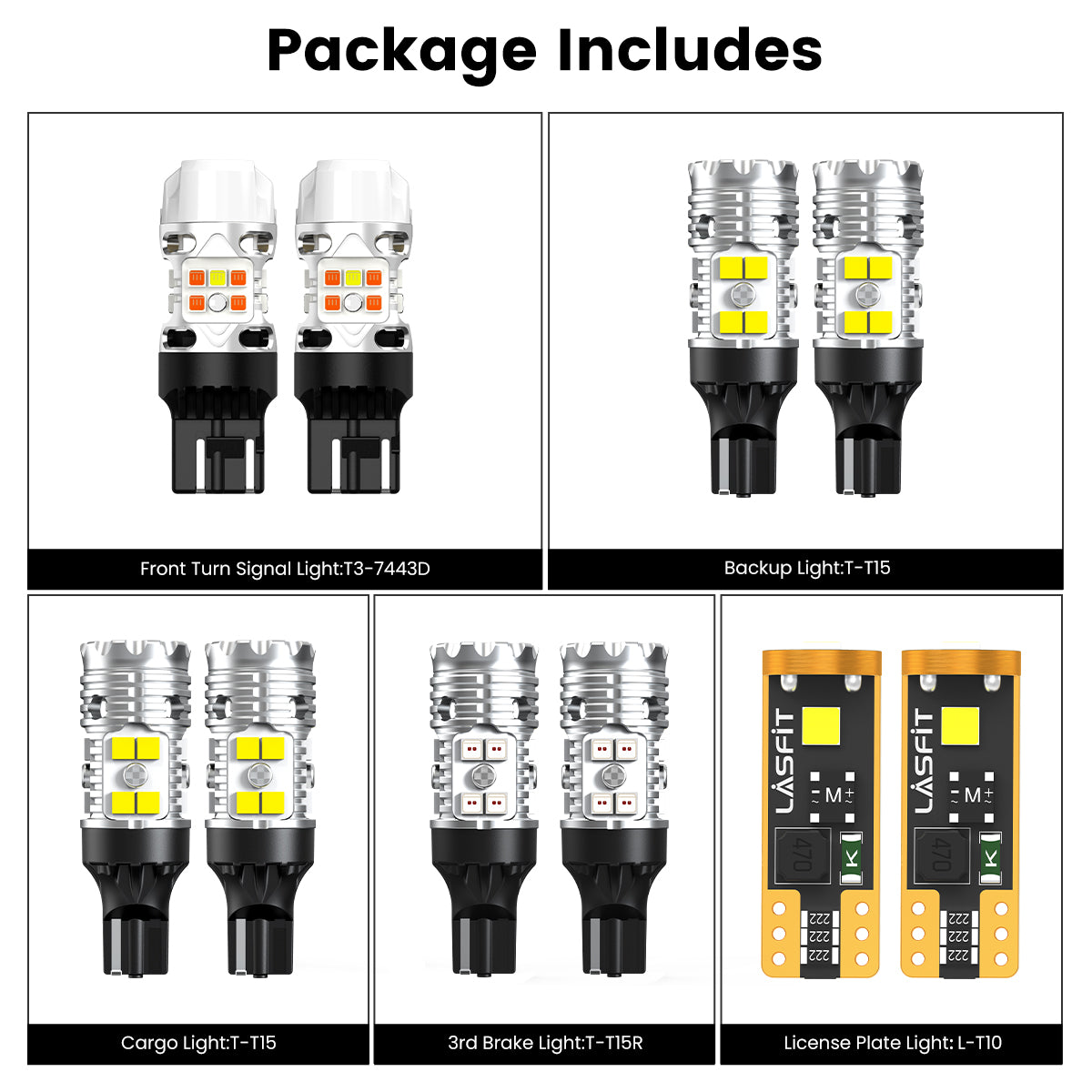 Lasfit combo package led bulbs for 2016-2018 GMC Sierra 1500 W/ HID Headlights W/ LED Tail Lights