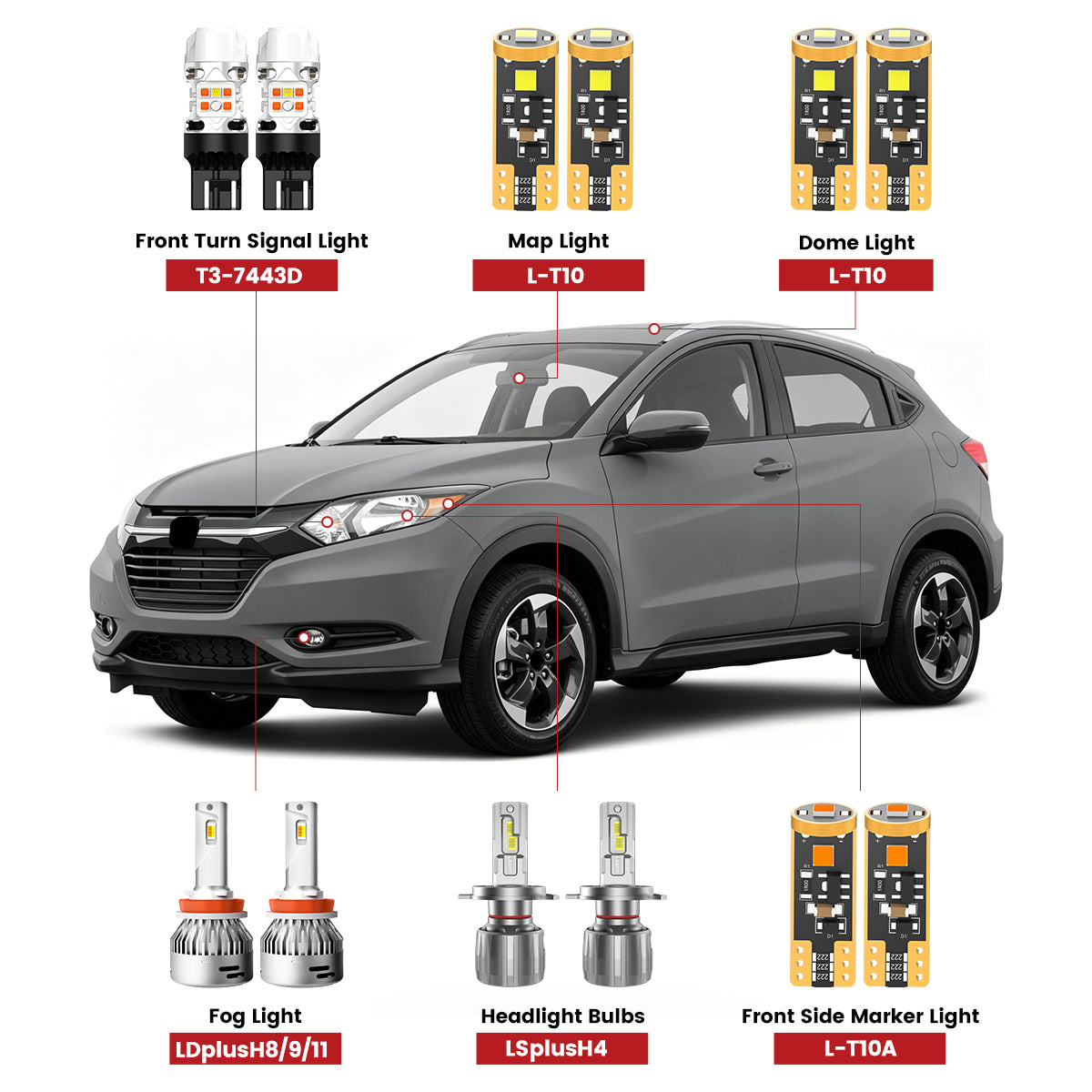 Lasfit led bulbs for 2016-2018 Honda HR-V