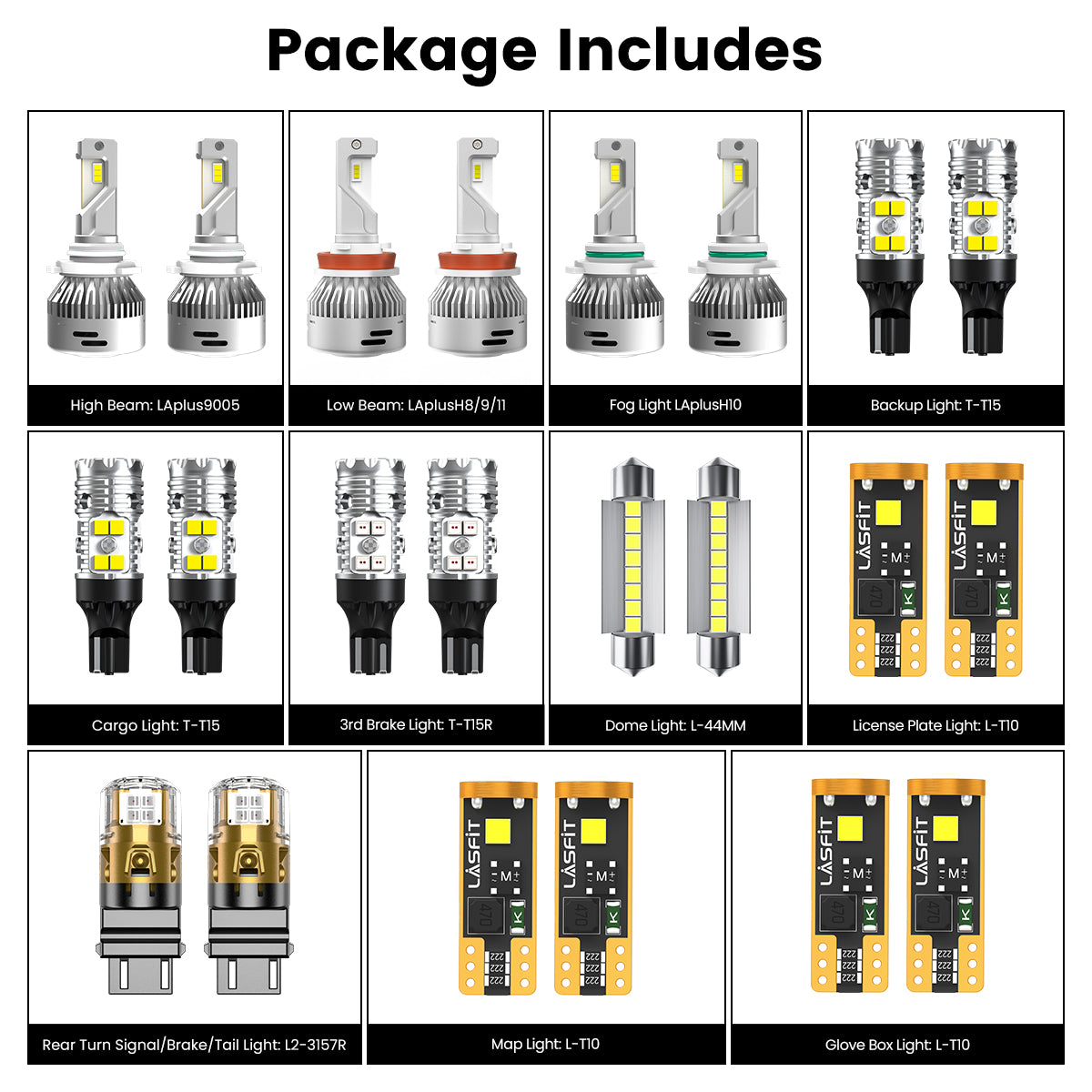 Lasfit combo package led bulbs for 2016-2018 Ram 2500/3500 With Reflector Assembly W/ Fog Lights