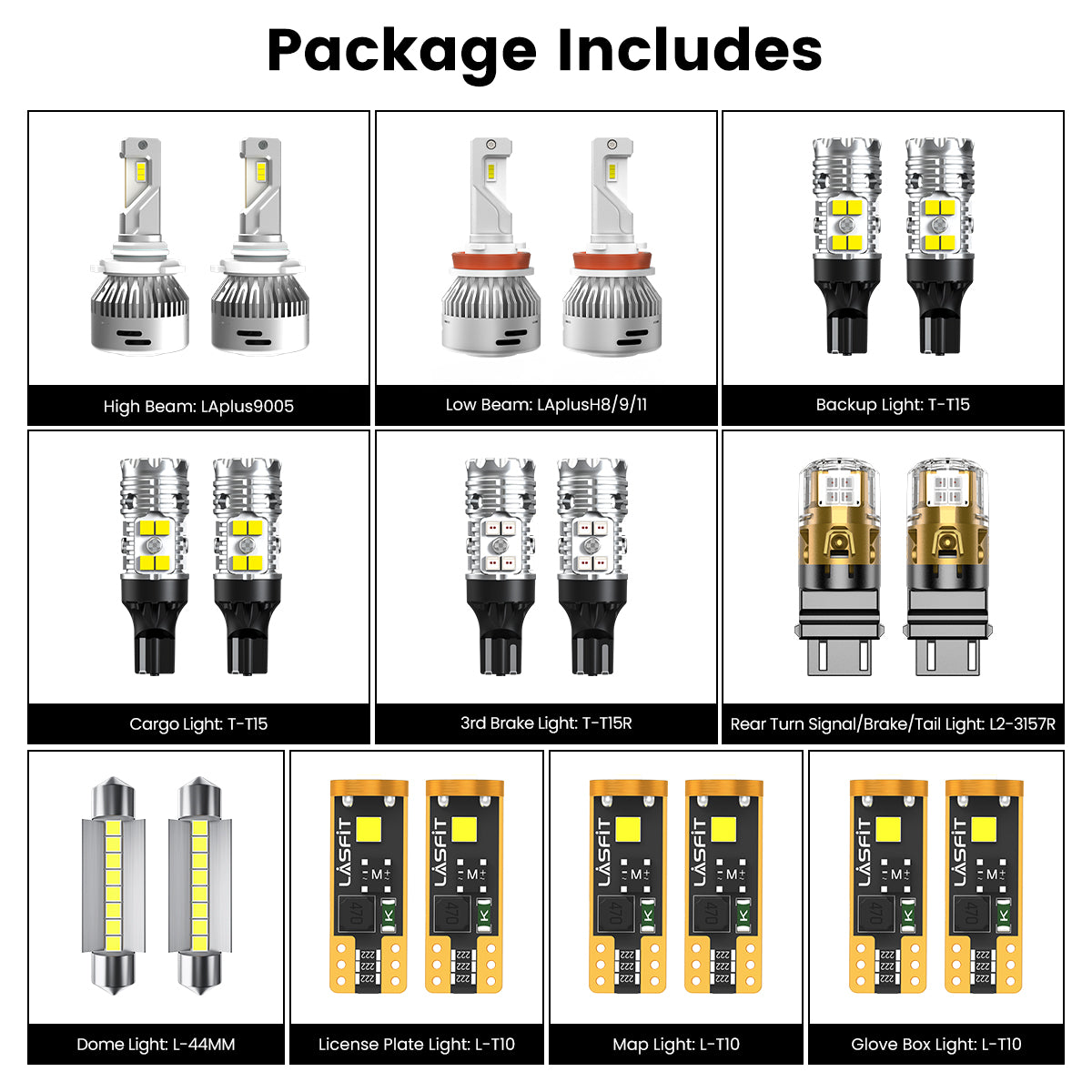 Lasfit combo package led bulbs for 2016-2018 Ram 2500/3500 With Reflector Assembly W/o Fog Lights