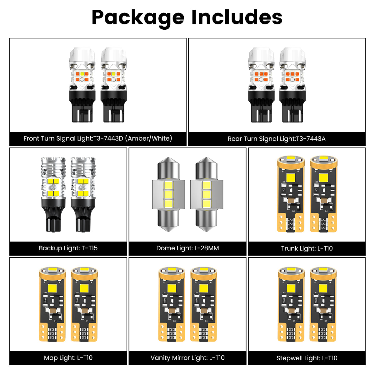 Lasfit combo package led bulbs for 2016-2018 Toyota Prius One/Two/Two Eco/Three/Four