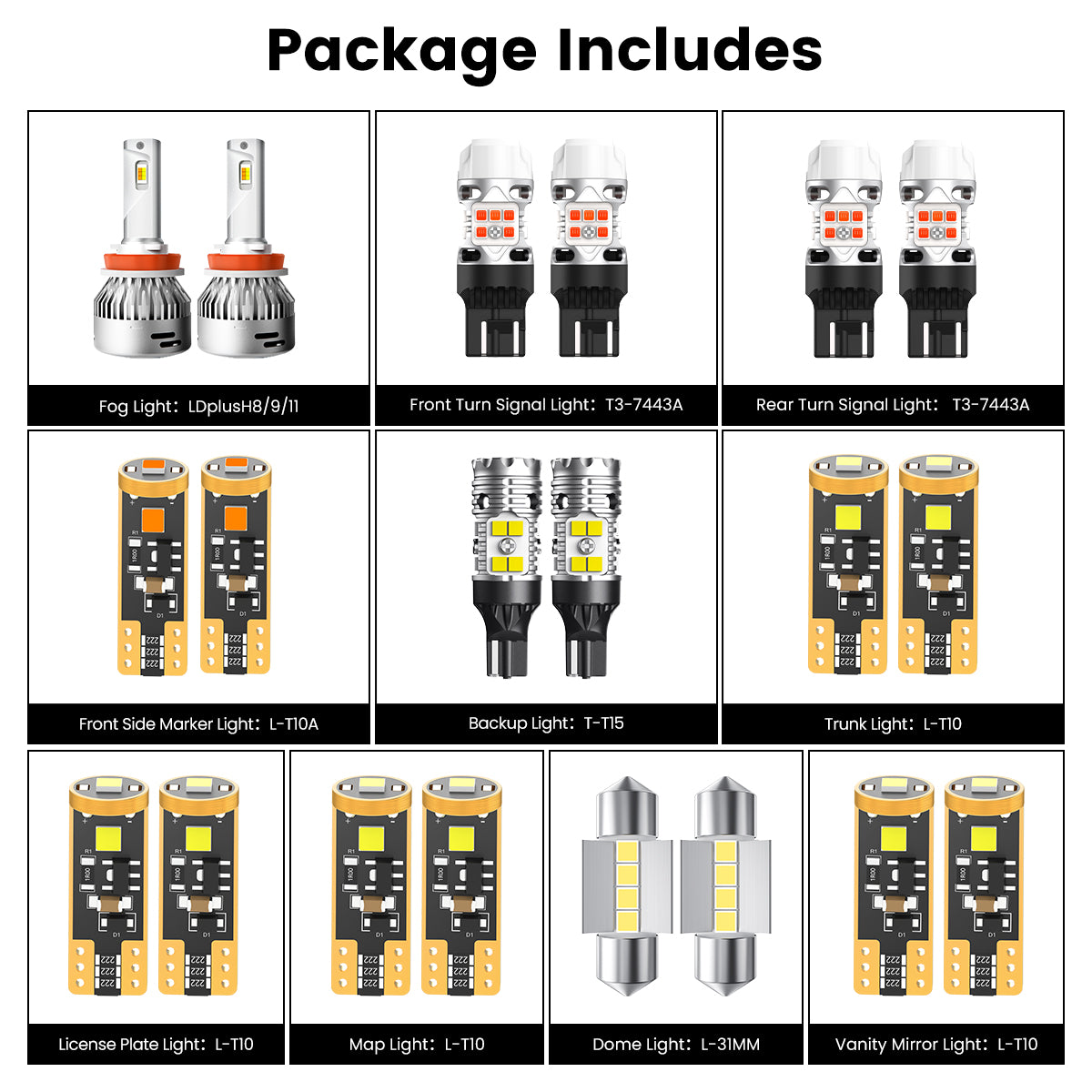 Lasfit combo package led bulbs for 2016-2018 Toyota RAV4 SE