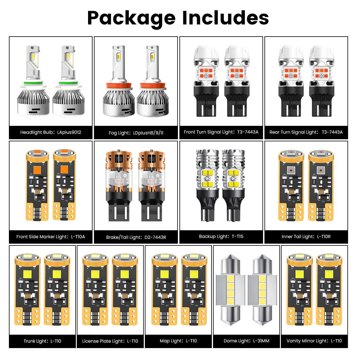 Lasfit combo package led bulbs for 2016-2018 Toyota RAV4 XLE/XLE Hybrid/Adventure