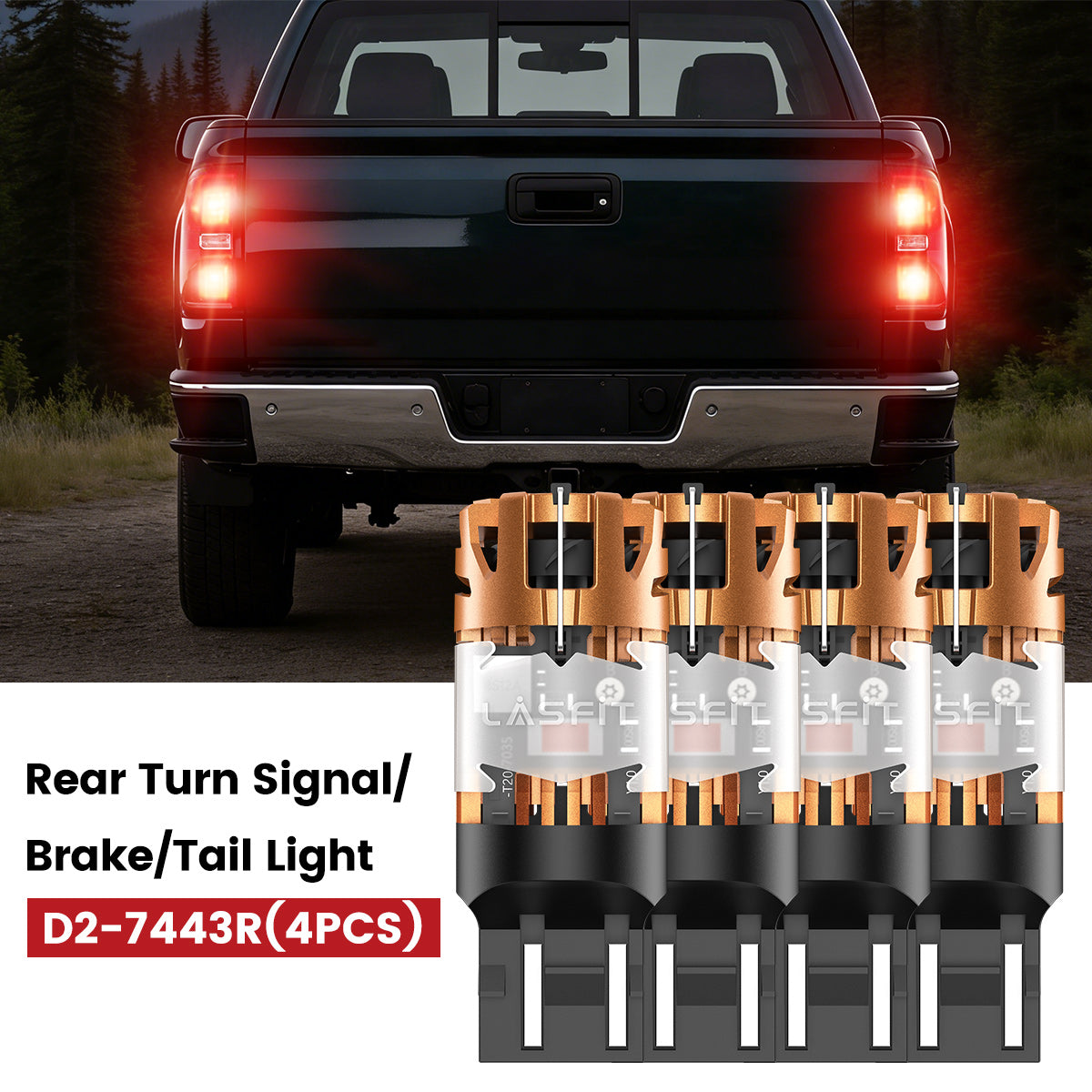 Lasfit 7443 led rear turn signal/brake/tail light fit for 2016-2019 GMC Sierra 2500HD 3500HD