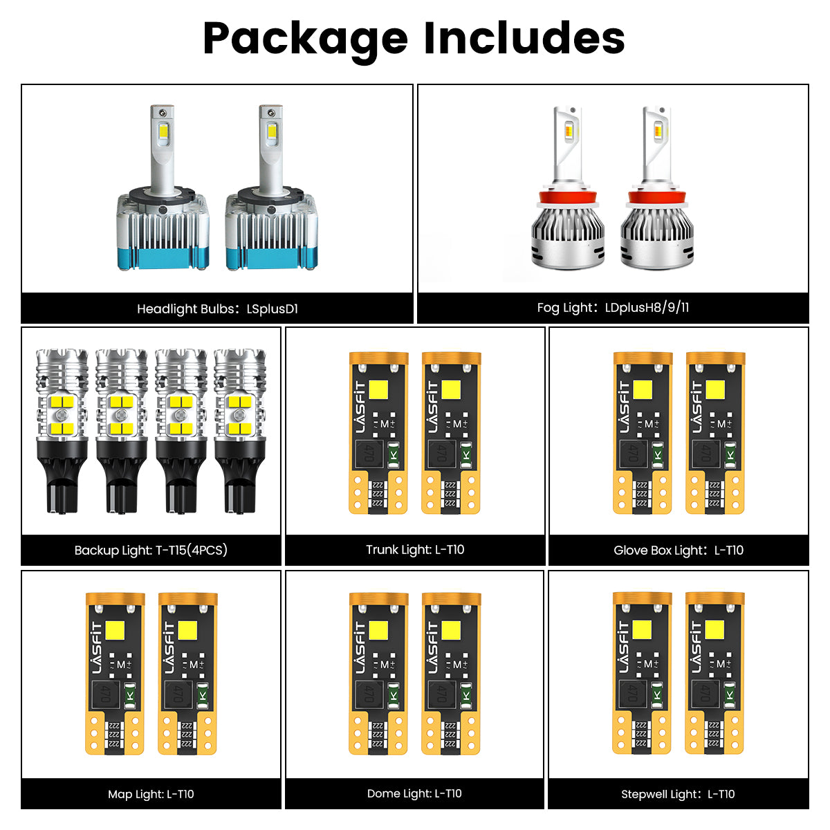 Lasfit combo package led bulbs for 2016-2020 Dodge Durango W/ HID Headlights W/ Fog Lights