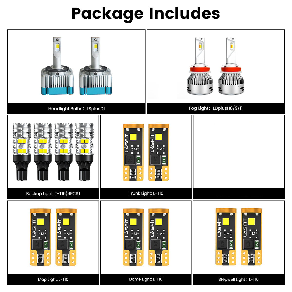 Lasfit combo package led bulbs for 2016-2020 Dodge Durango W/ HID Headlights W/ Fog Lights