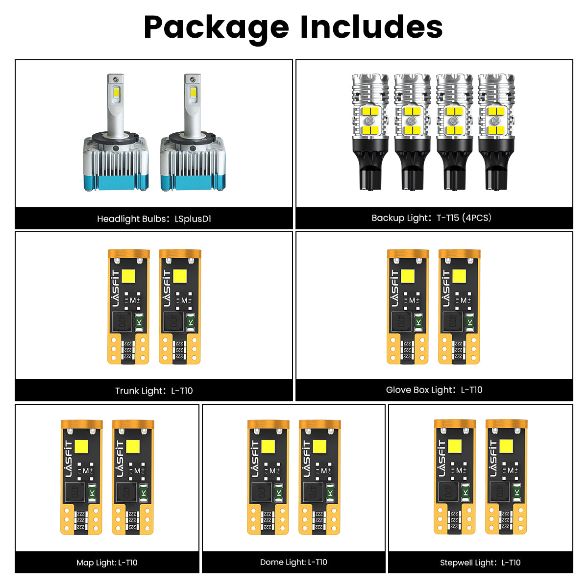 Lasfit combo package led bulbs for 2016-2020 Dodge Durango W/ HID Headlights W/o Fog Lights