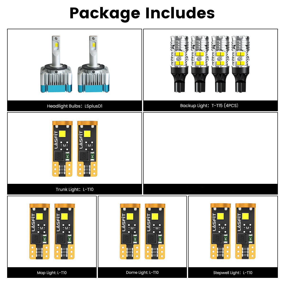 Lasfit combo package led bulbs for 2016-2020 Dodge Durango W/ HID Headlights W/o Fog Lights