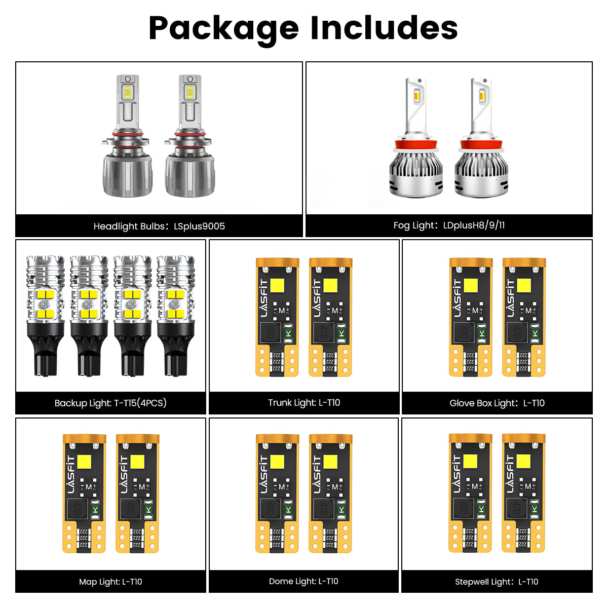 Lasfit combo package led bulbs for 2016-2020 Dodge Durango W/ Halogen Headlights W/ Fog Lights