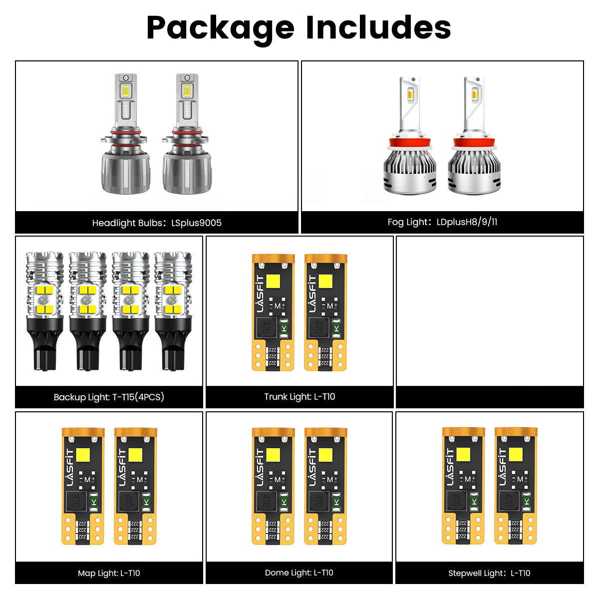 Lasfit combo package led bulbs for 2016-2020 Dodge Durango W/ Halogen Headlights W/ Fog Lights