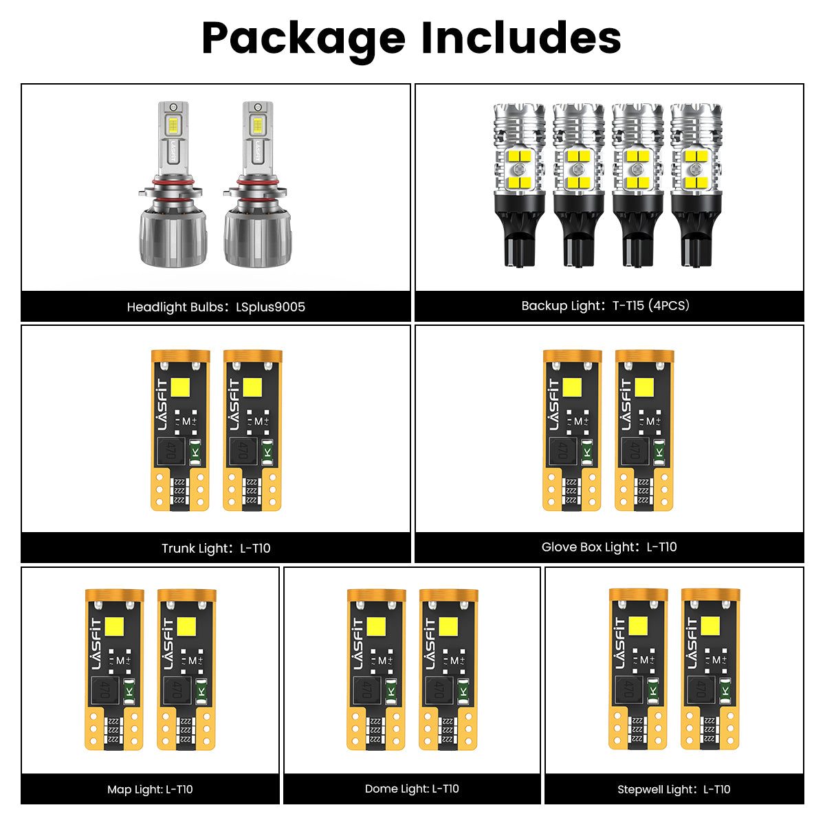 Lasfit combo package led bulbs for 2016-2020 Dodge Durango W/ Halogen Headlights W/o Fog Lights