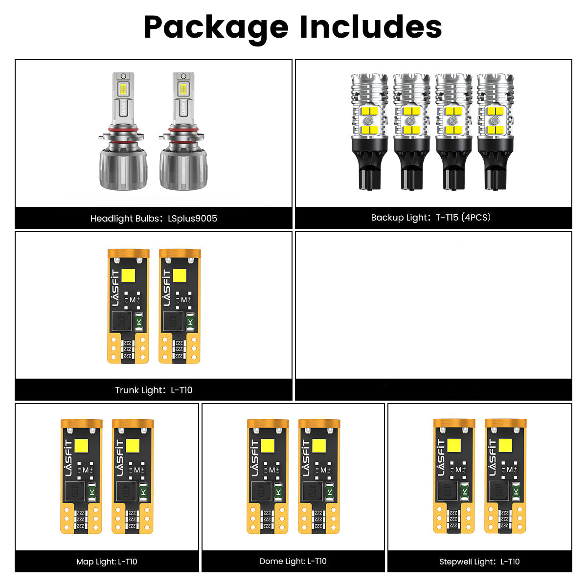 Lasfit combo package led bulbs for 2016-2020 Dodge Durango W/ Halogen Headlights W/o Fog Lights