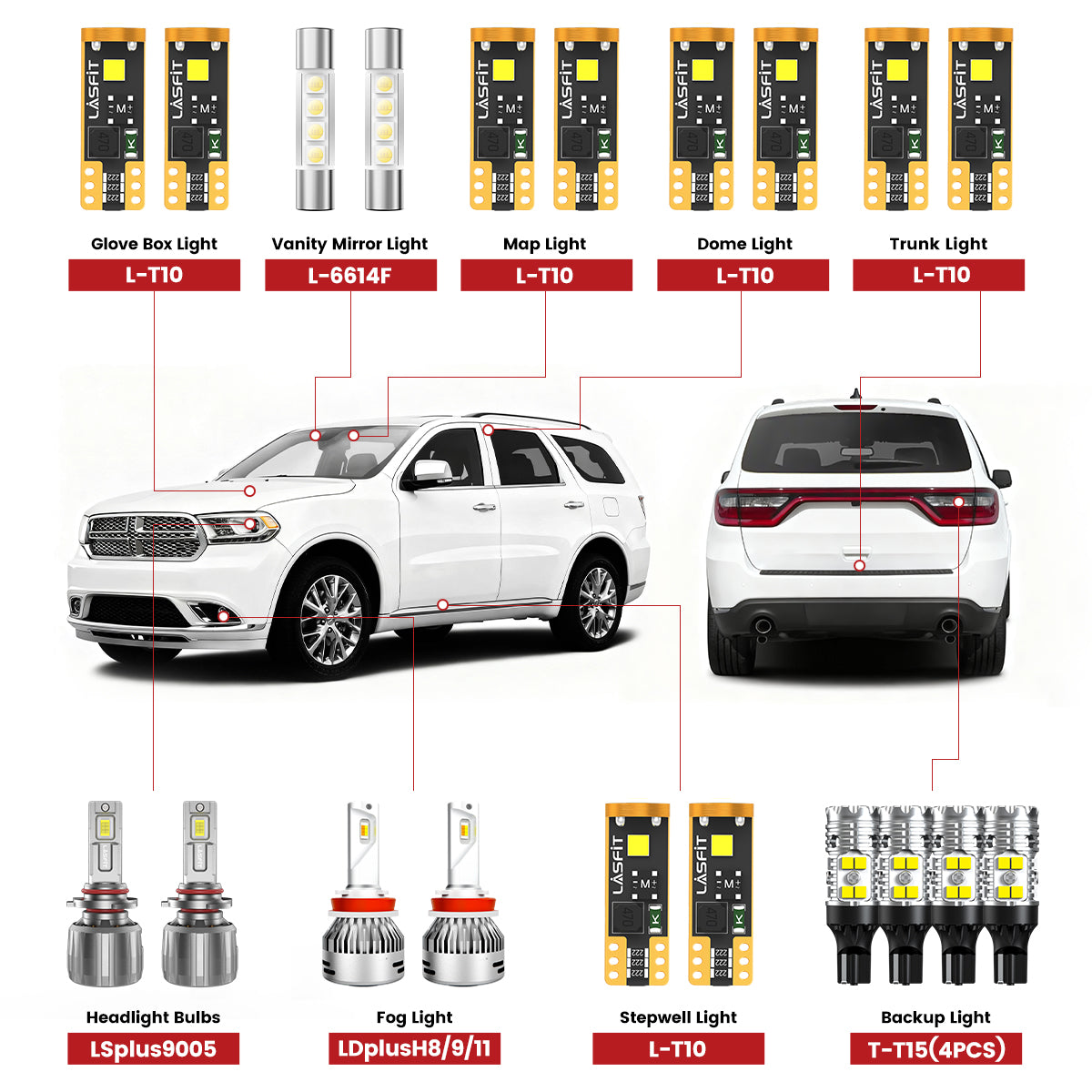 Lasfit led bulbs for 2016-2020 Dodge Durango