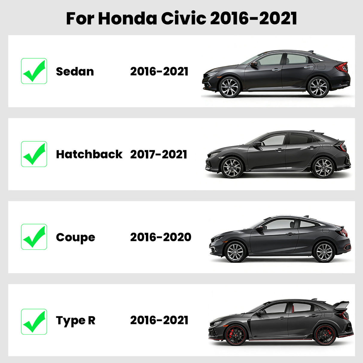 Fit for 2016-2021 Honda Civic Custom Floor Mats Fitment