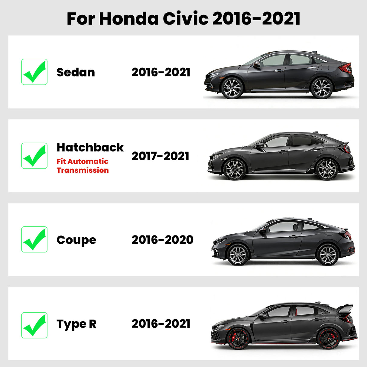 Fit for 2016-2021 Honda Civic Custom Floor Mats or Cargo Mat