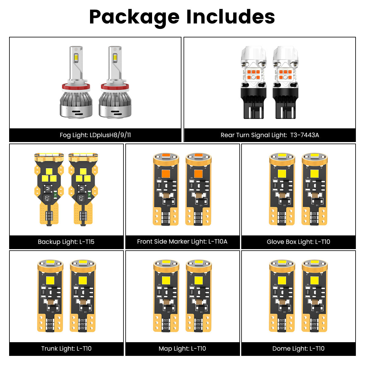 Fit for 2016-2021 Honda Civic Sedan Coupe Hatchback LED Bulbs Upgrade | Tested and Verified