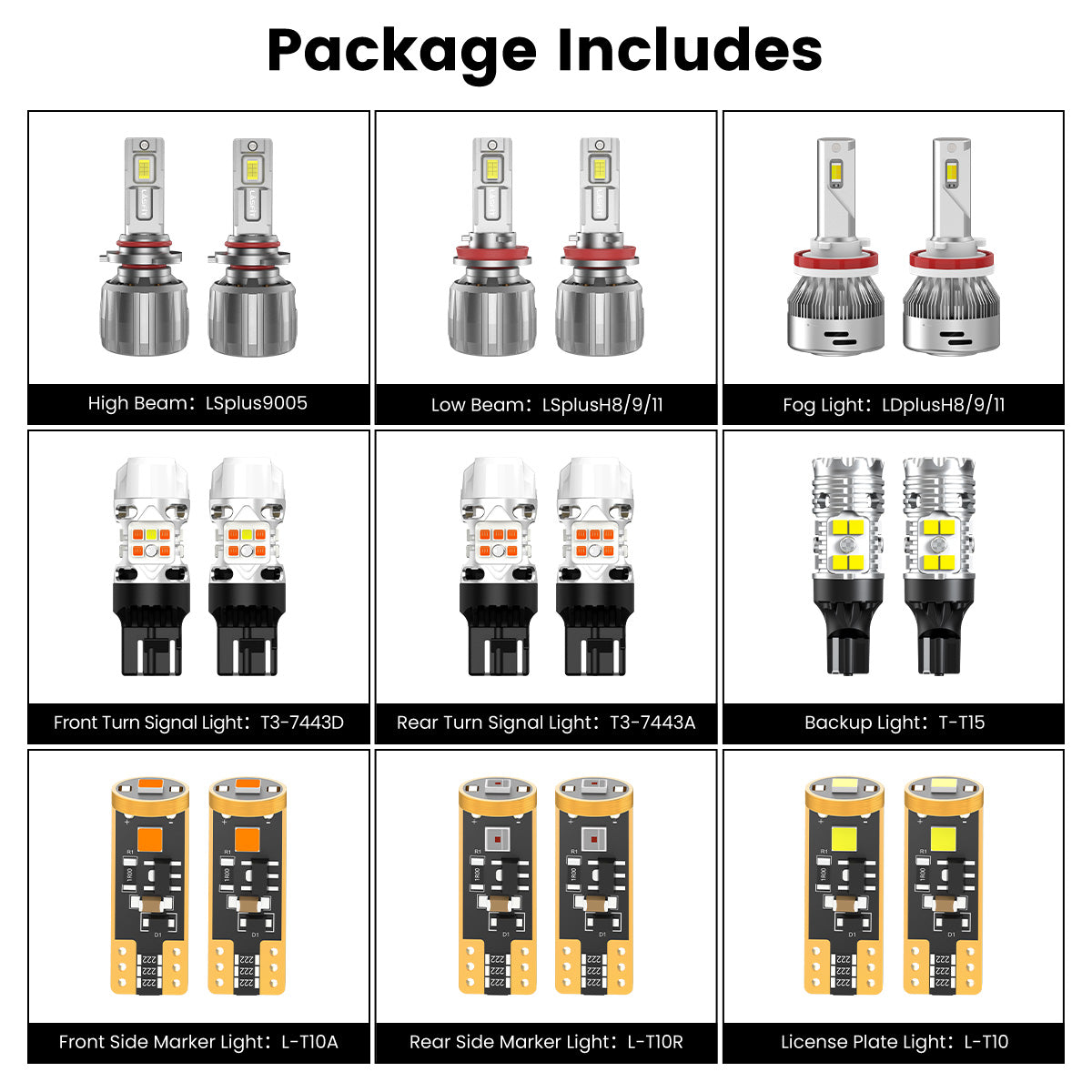 Lasfit combo package led bulbs for 2017-2018 Ford Escape With Halogen Reflector Assembly W/ Fog Lights